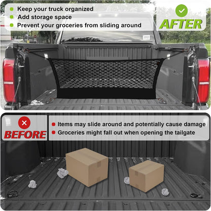 Muslogy Truck Bed Cargo Net Trunk Netting Compatible with 2023-2025 2026 Honda CR-V Accessories, Pickup Cargo Organizer SUV Sedan Storage Net w/Heavy Duty Carabiners - Colors A