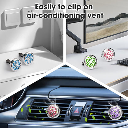 ttstar Car Diffuser Vent Clip - 30mm Aromatherapy Essential Oil Car Diffuser Vent Clips with 36 Refill Pads (3 Lotus Vent Clips, Metal)