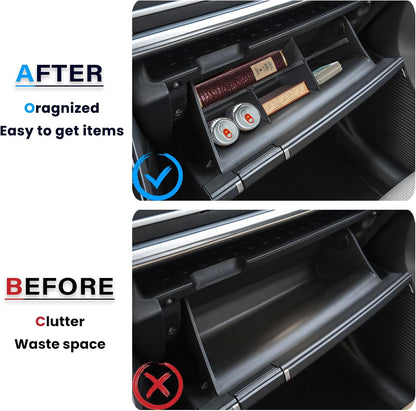 Glove Box Divider Organizer Compatible with 2024 2025 2026 Hyundai Santa Fe Insert Divider Tray ABS Secondary Storage Interior Accessories