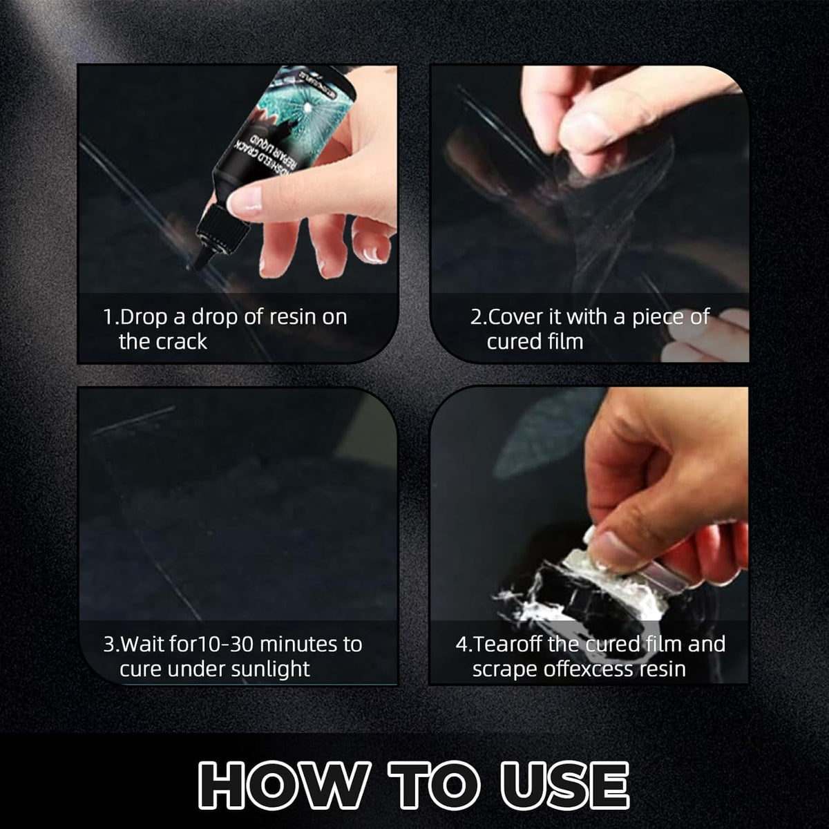 Upgrade Windshield Crack Repair Kit, Glass Repair Liquid for Cracks,Windshield Repair Kit for Chips and Cracks,Car Windshield Crack Gone Glass Repair Kit Nano Glass Repair Kit,Glass Repair Tool(2 Set)