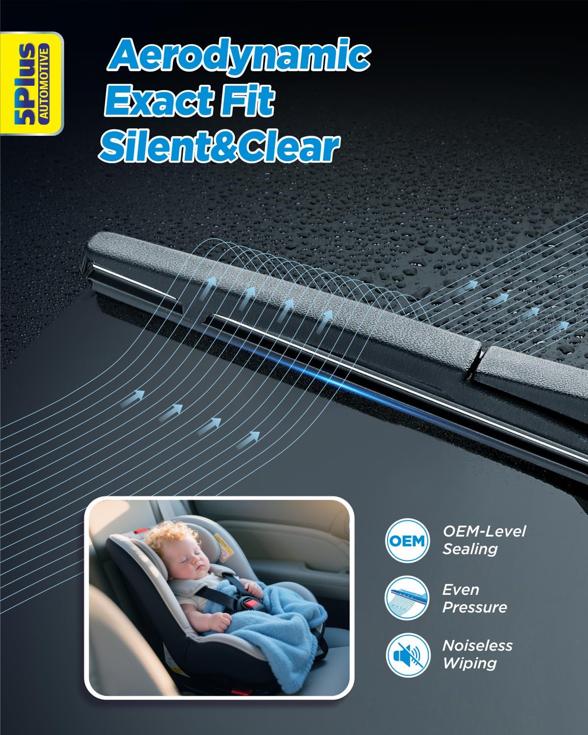 5 PLUS 26"+17" Windshield Wipers Blade Replacement for Nissan 02-06 19-24 Altima/07-12 20-24 Sentra/20-24 Versa Wiper Blades-Front All-Weather Wiper Blades Exact fit J-Hook Type (Pack Of 2)
