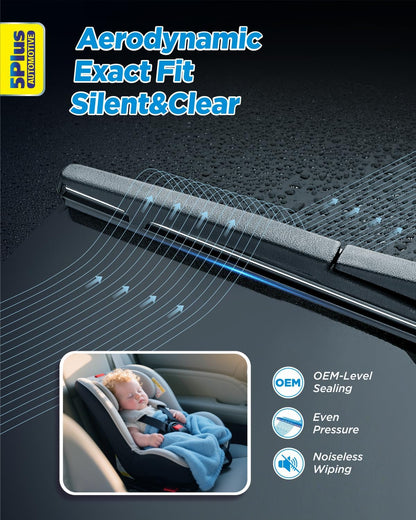 5 PLUS 26"+17" Windshield Wipers Blade Replacement for Nissan 02-06 19-24 Altima/07-12 20-24 Sentra/20-24 Versa Wiper Blades-Front All-Weather Wiper Blades Exact fit J-Hook Type (Pack Of 2)
