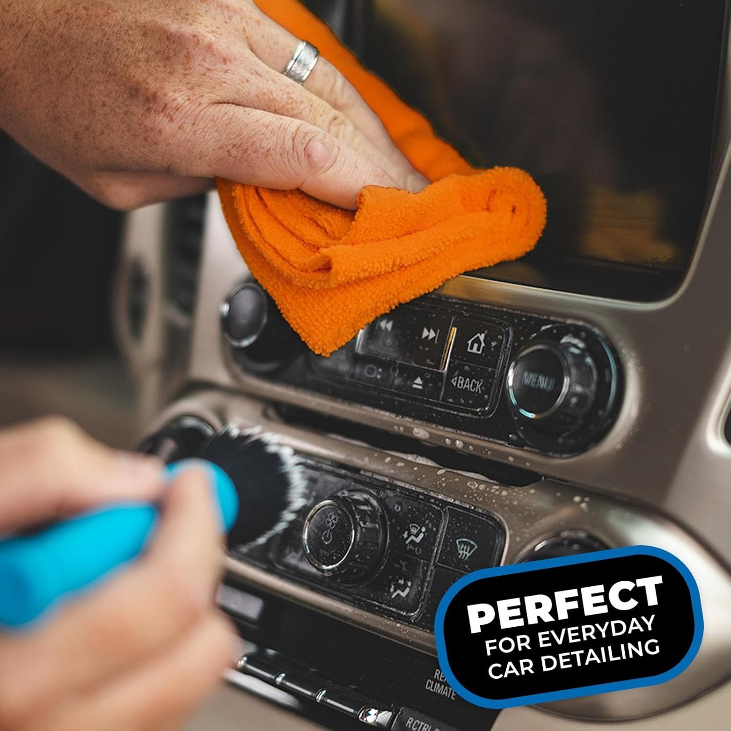 The Rag Company - Edgeless 365 Microfiber Towels (10-Pack) Premium 70/30 Blend, Professional Polishing, Wax Removal, Auto Detailing, 365gsm, 16in x 16n, Royal Blue