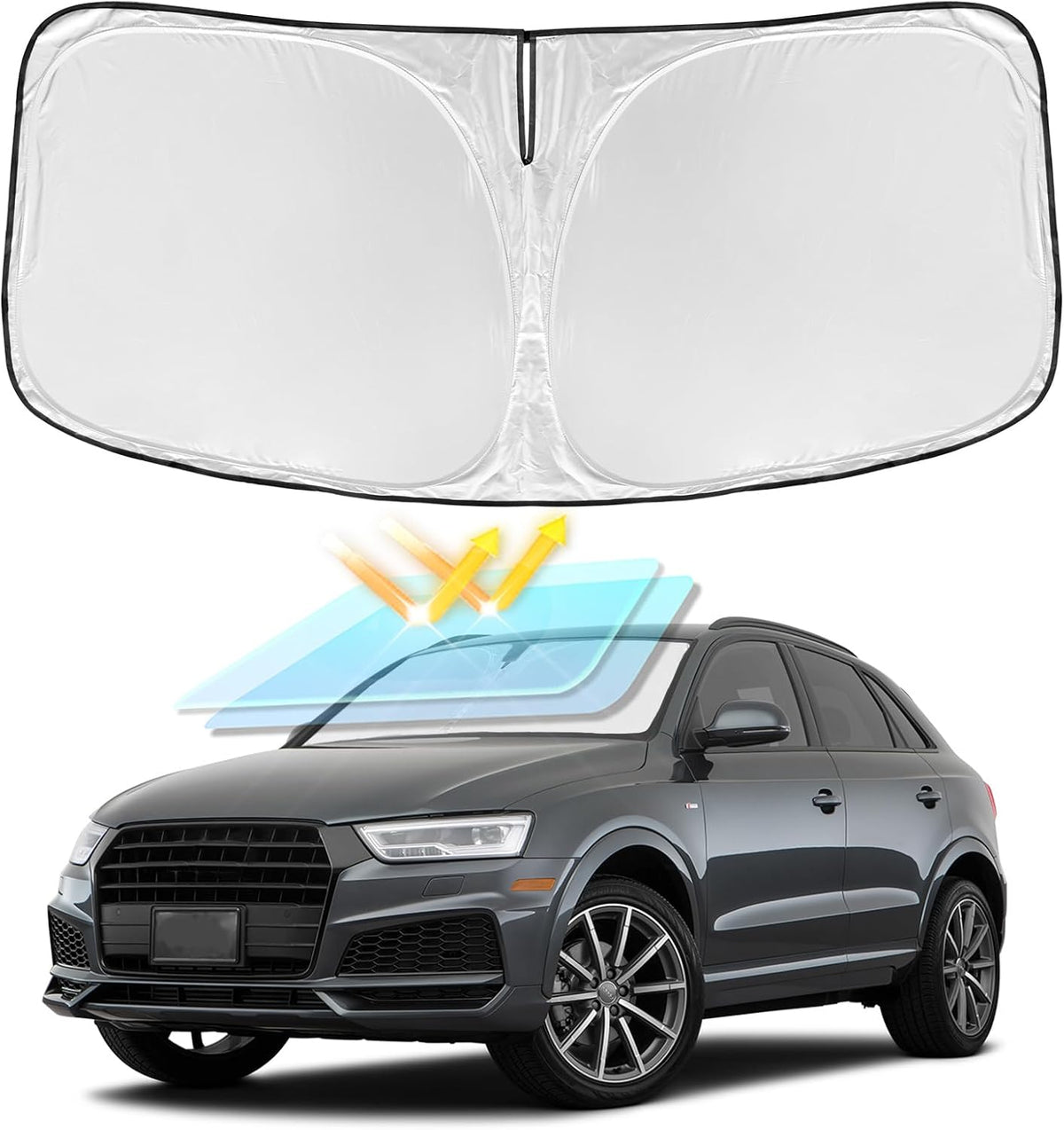 for Toyota Tacoma 2016-2023 2024 2025 2026 Sun Shade Sunshade Windshield Cover - 4 Layers Front Window Shade Custom Fit Tacoma 2Dr 4Dr Pickup Sun Visor 240T Shade Blocks UV Rays Car Accessories - Colors A