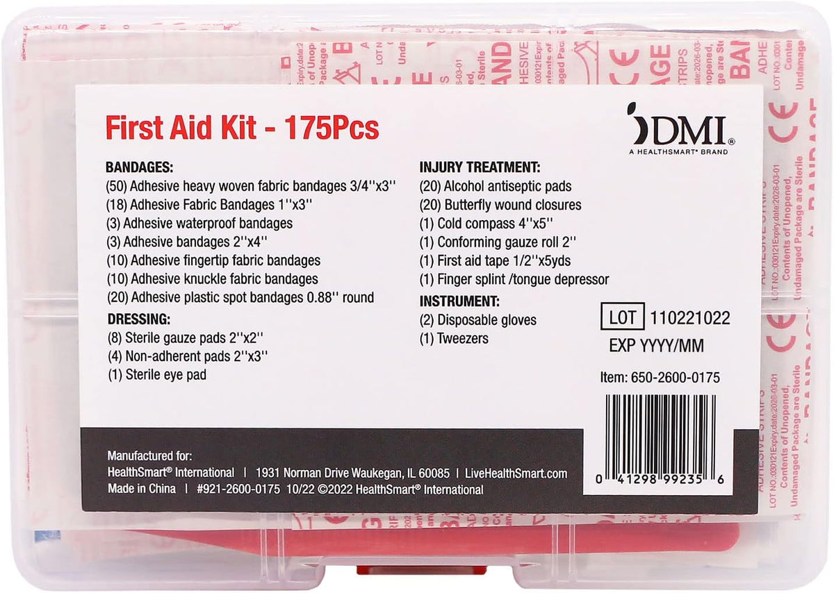 DMI First Aid Kit, Mini 20 Piece Kit, Small and Compact All Purpose Use for Minor Cuts and Scrapes, Durable Water Resistant Case, Convenient and Portable, White, 1 Count