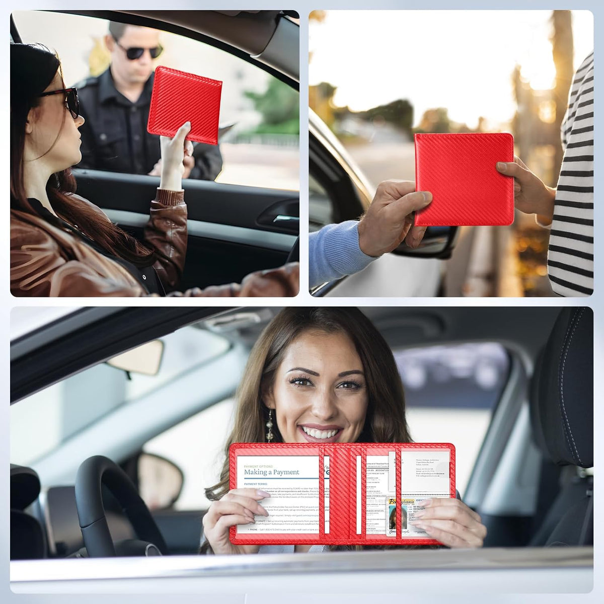 Car Registration and Insurance Card Holder，Vehicle Glove Box Car Organizer，Accessories Case for Storing Driving Licences, Cards, Documents
