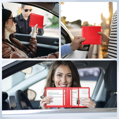 Car Registration and Insurance Card Holder，Vehicle Glove Box Car Organizer，Accessories Case for Storing Driving Licences, Cards, Documents