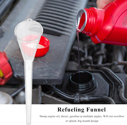 Oil Funnel, Multi-Purpose Plastic Long Neck Oil Funnel, Automotive Use Funnels for Filling Oils Lubricants Water Diesel, Kitchen Funnels for Filling Bottles Jars (Black)