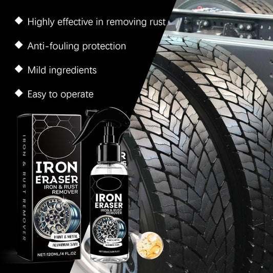 Iron Eraser Rust Remover Spray, Iron Eraser Iron and Rust Remover for Car Wheels and Paint, Fast Acting Rust and Brake Dust Remover, Professional Automotive Surface Cleaning (1PCS)