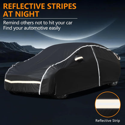 Car Cover Waterproof All Weather,6 Layers Car Covers for Automobiles, Full Exterior Cover with Zipper, Outdoor Car Cover Sun UV Rain Snow Wind Protection, Fit for 185"(185*70*59 inch)Sedan