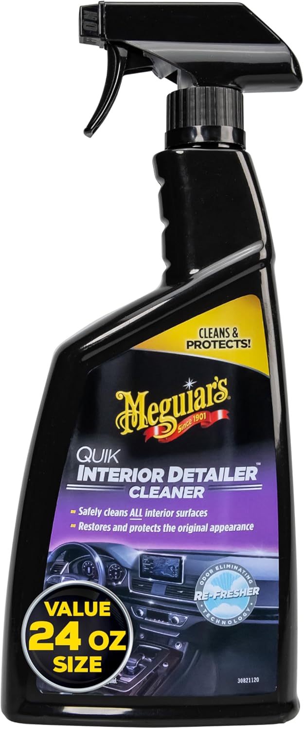 Meguiar's Quik Interior Detailer Cleaner, Quick Detailer Spray Cleans And Refresh Car Interiors, Use On Plastics, Leather & Rubber, Dashboards, Trim In Cars, Trucks & Suvs - 24 Oz Spray Bottle