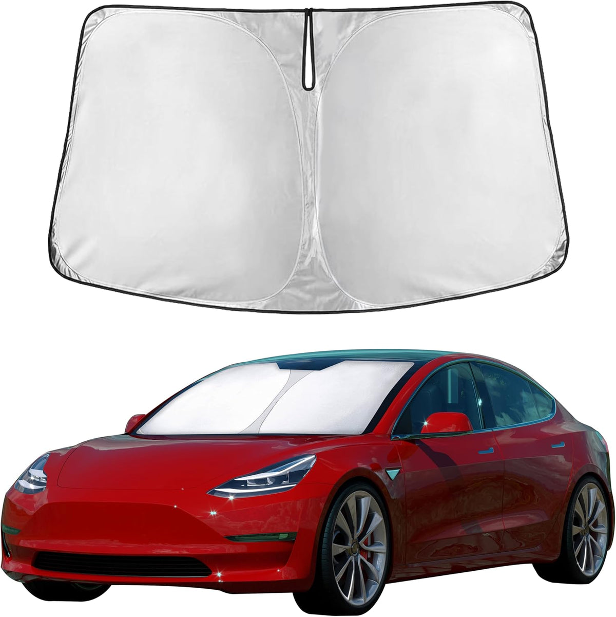 EcoNour Car Windshield Sun Shade | 2025 Upgraded Innovative No-Light-Pass Technology for Maximum Coverage | Foldable Sun Shade Keeps Your Vehicle Cool | Must-Have Car Accessories | Small (59" x 29") - Colors D