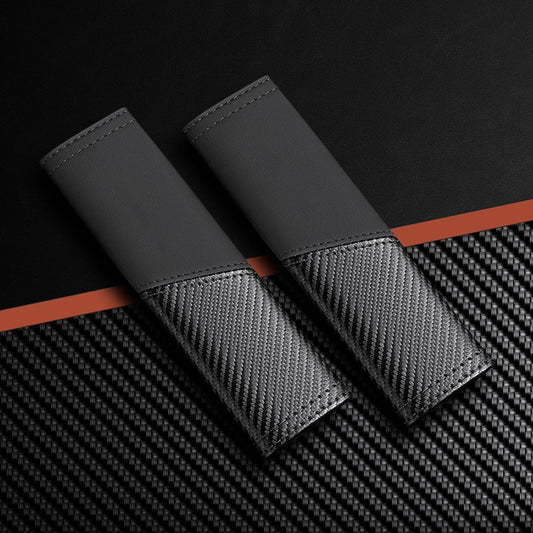 2 PCS Car Seat Belt Cover Pads - Seatbelt Covers with Carbon Fiber & Faux Leather, Soft Shoulder Strap Cushion for Neck & Shoulder Pain Relief, Universal Fit for Car Truck Accessories(Black)
