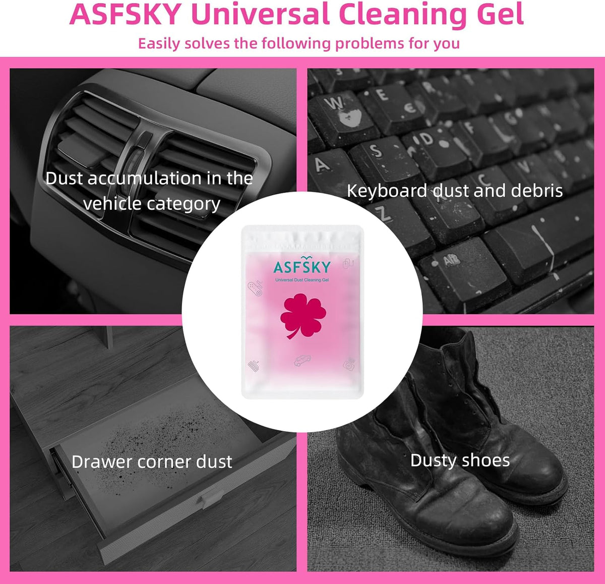 ASFSKY Car Cleaning Gel for Car Detailing Car Cleaning Gel Putty Reusable Keyboard Cleaner Gel Car Putty for Cleaning Dust Universal Cleaning Gel 5 Pack(Green)