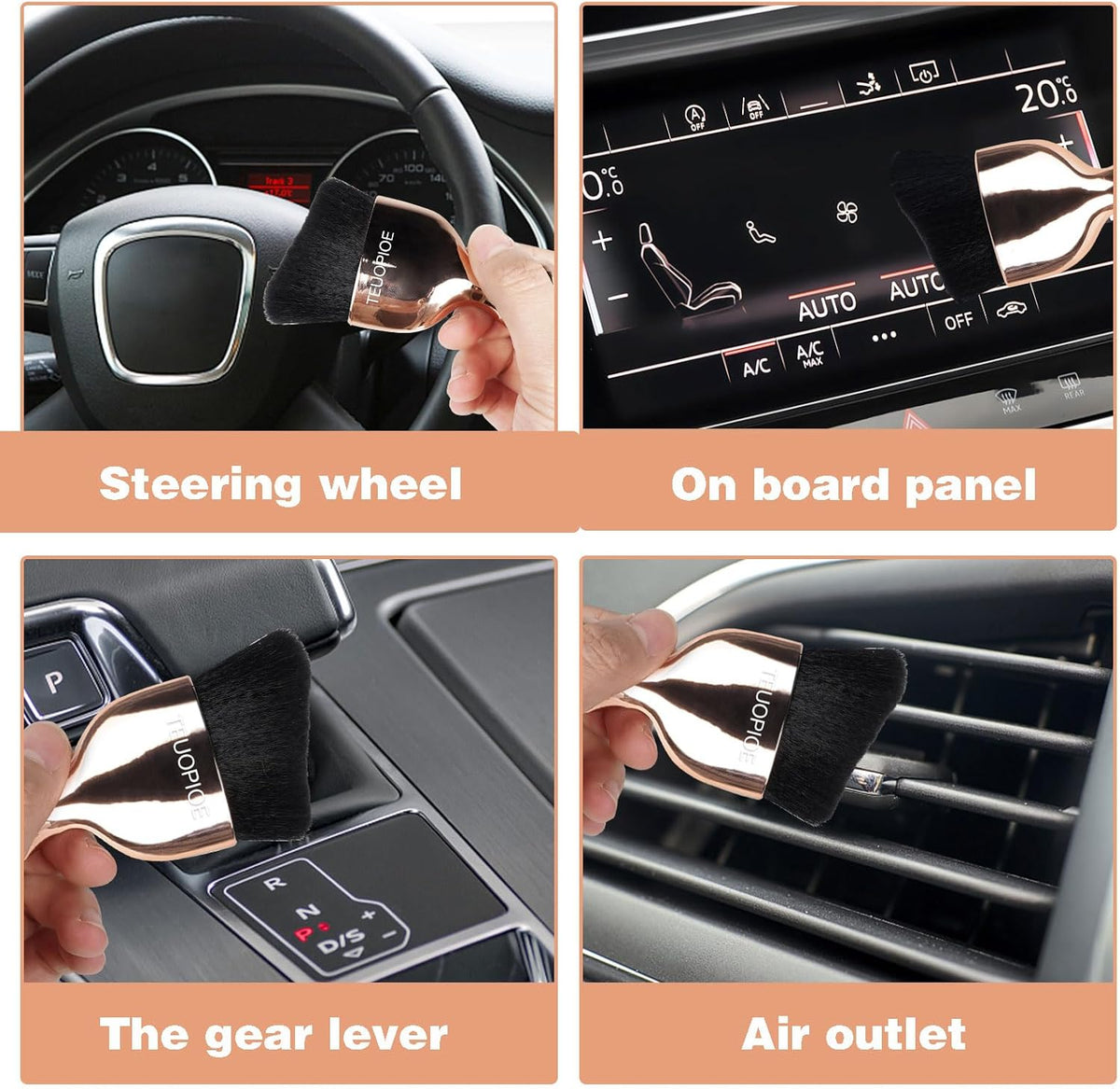 Car Interior Cleaning Brush, Car Duster Interior,Car Detailing Brush Dusting Brush,Car Interior Cleaning Tool, Auto Soft Hair Car Brush,Auto Interior Dust Brush for Air Vents(Brown)