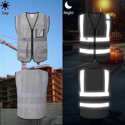 Safety Vest for Men Women Hi Vis Vest with Pockets Mesh High Visibility Vests Meets ANSI/ISEA Standards
