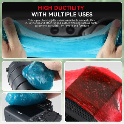 Auto Dynasty Pack of 4 Car Cleaning Gel, 2024 Universal Auto Detailing Tools Car Interior Air Vent Dust Cleaner Slime Putty Jelly for Printers, Camera, Calculator, Keyboard (Red, Blue, Green, Yellow)