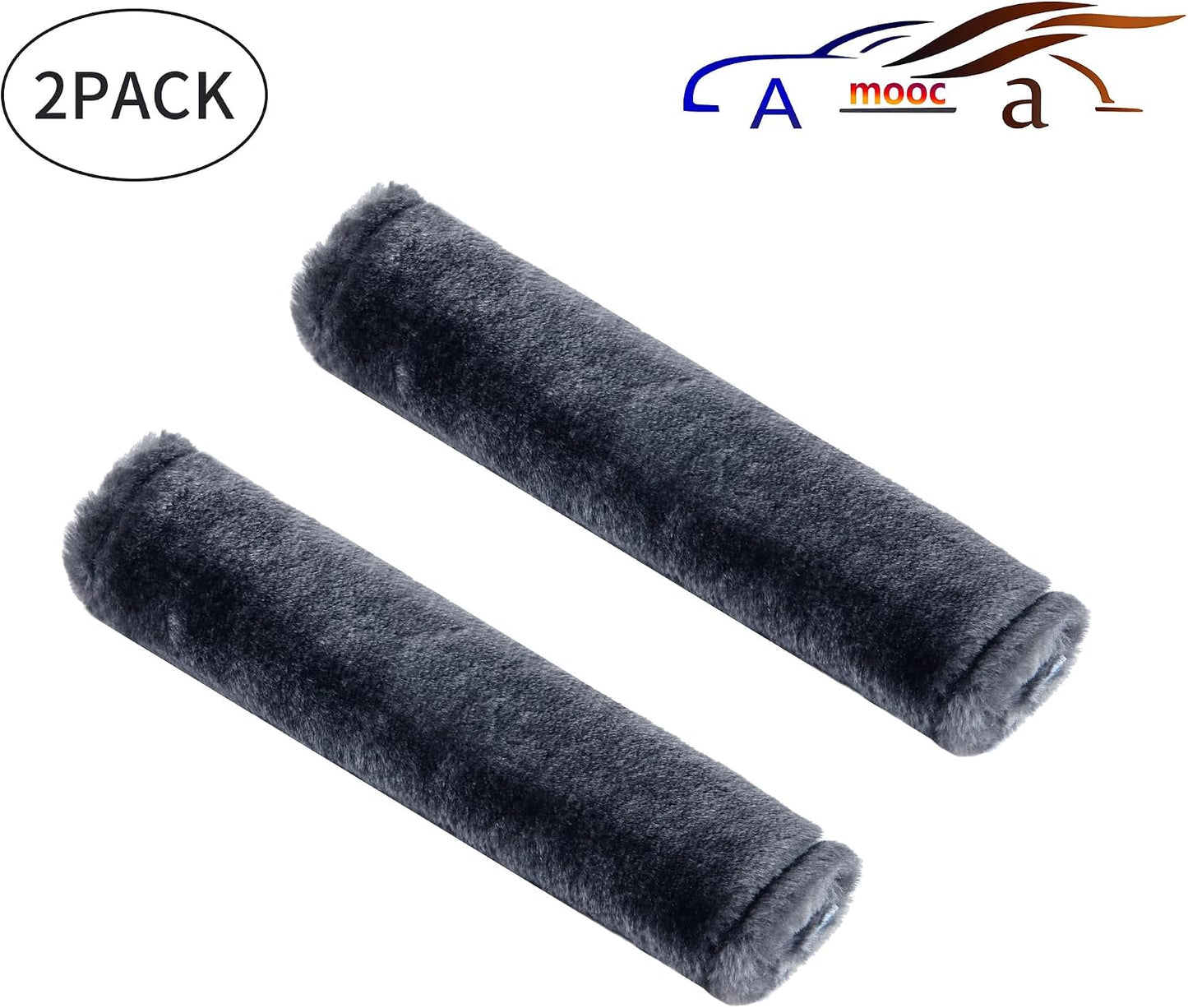 Amooca Soft Faux Fur Universal Fit Seatbelt Cover Car Truck SUV Airplane Seat Belt Shoulder Pad for Carmera Backpack Straps Neck Cushion Protector 2 Pack 10.5in Dark Gray