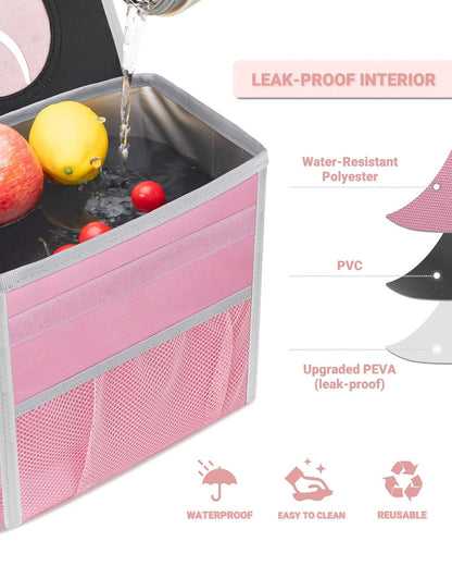 Capolo Car Trash Can with Lid, Leakproof Car Trash Bag Hanging Waterproof Automotive Garbage Can with Storage Pockets Mini Vehicle Trash Bin for Back/Front Seat(Black,2.5 Gallon)