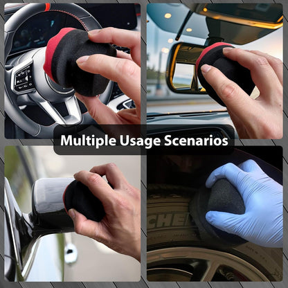 Tire Shine Applicator Pads, 2 Pcs Tire Dressing Applicator, Reusable Tire Shine Sponge Wave Contoured for Car Detailing, 3.15inch