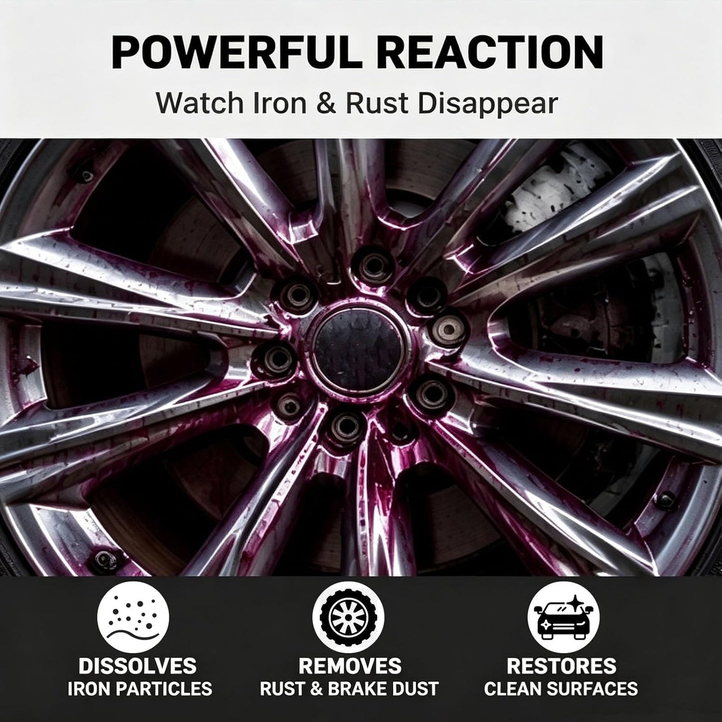 Iron Eraser Rust Remover Spray, Iron Eraser Iron and Rust Remover for Car Wheels and Paint, Fast Acting Rust and Brake Dust Remover, Professional Automotive Surface Cleaning (2PCS)