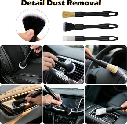 Car Duster Exterior Scratch Free,Microfiber Car Duster with Extendable Handle, with 3PCS Detailing Brush, Exterior Interior Multipurpose for SUV,Truck,RV