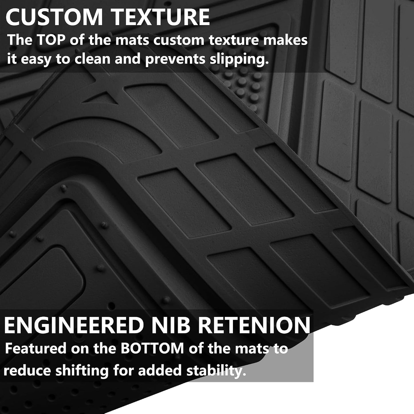 CAR PASS Heavy Duty Rubber Floor Mats 4-Piece,Pink Car Mats Full Sets Anti-Slip,Waterproof Universal Trim-to-Fit for Car SUV Truck, Durable All Weather Automotive Car Mats for Women,Girly(All Pink)