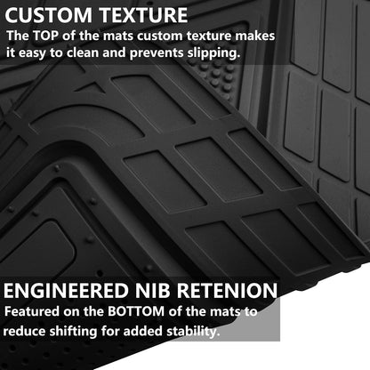CAR PASS Heavy Duty Rubber Floor Mats 4-Piece,Pink Car Mats Full Sets Anti-Slip,Waterproof Universal Trim-to-Fit for Car SUV Truck, Durable All Weather Automotive Car Mats for Women,Girly(All Pink)