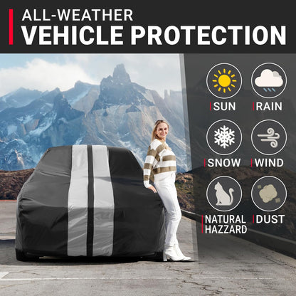 iCarCover 15-Layer Car Cover Waterproof All Weather | Premium Quality Car Covers for Automobiles, UV Protection, El Camino, Impala, Bel Air, Monte Carlo, Galaxie, Charger, Size C21 (See Size Chart) - Colors C