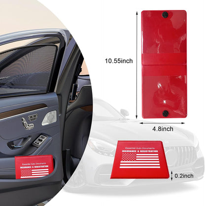 Ziciner Car Registration Insurance Holder, 2Pack Essential Auto Card Document Glove Box Organizer with Touch Fastener, Vehicle Interior Accessories Perfect for Most Car, Truck, SUV (Red/Small Car)