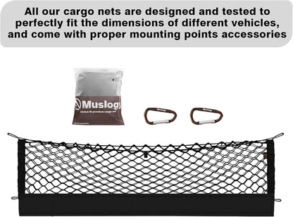 Muslogy Truck Bed Cargo Net Trunk Netting Compatible with 2023-2025 2026 Honda CR-V Accessories, Pickup Cargo Organizer SUV Sedan Storage Net w/Heavy Duty Carabiners - Colors B