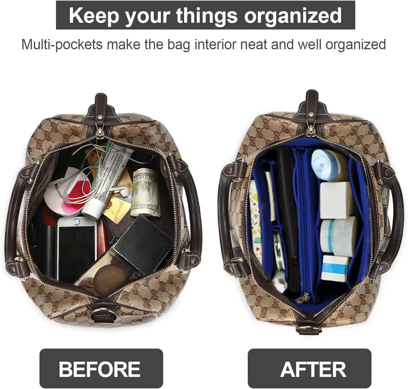 OMYSTYLE Purse Organizer Insert, Felt Tote Bag Organizer Insert with 5 Sizes, Handbag Dividers for Inside Purse, Compatible with Longchamp, Neverful, Speedy and More