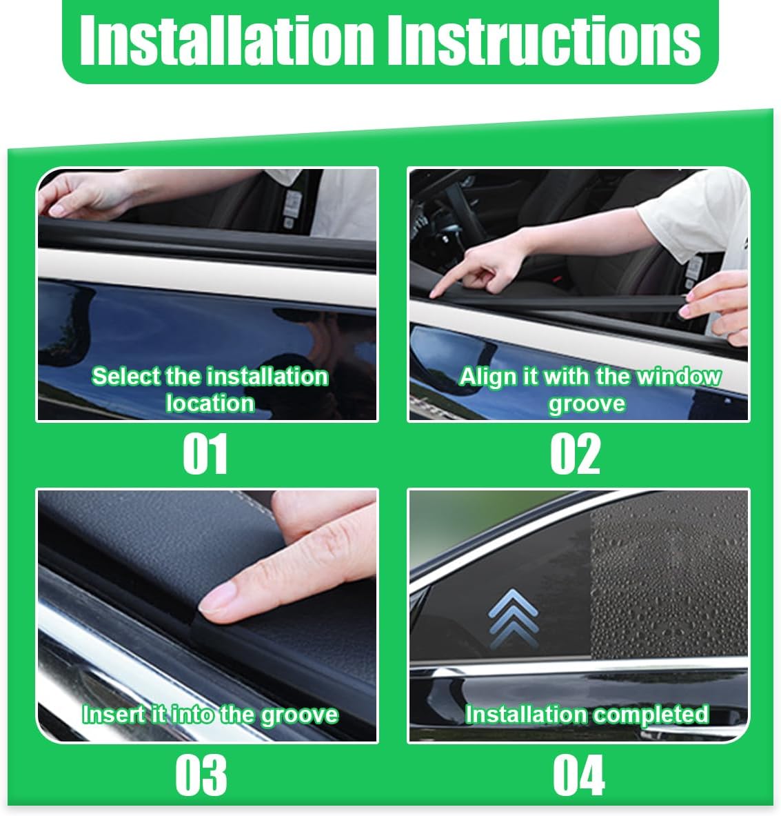 Car Rubber Side Window Wiper Blade, Multi-Function 14" Auto Door Glass Insert Wiper Strips, Universal Waterproof Automotive Window Gap Filler Accessories for Cars, Trucks, SUVs (2PCS)