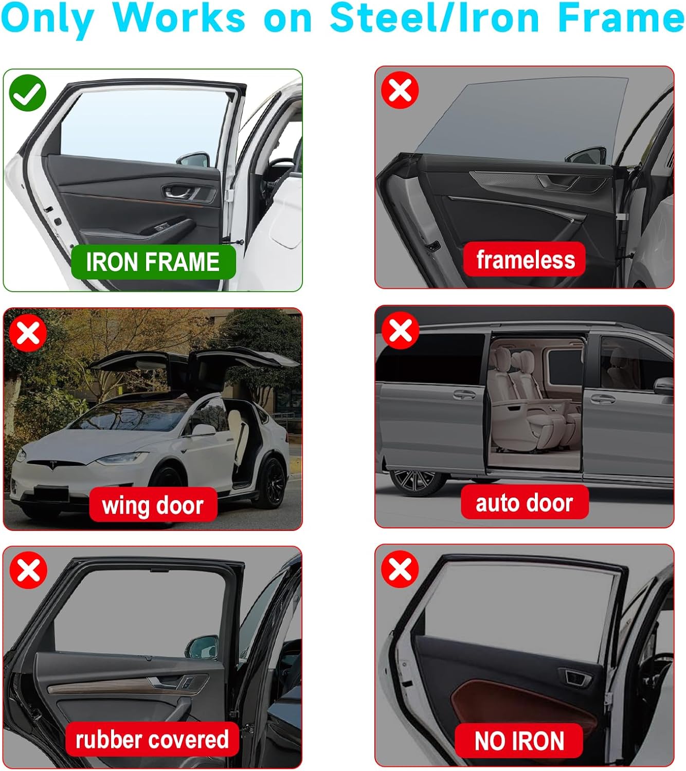 Car Window Shades, 2 PCS Magnetic Double Layer Auto Sun Shade for Side Windows Privacy Full Covers/Half Shade Options Back Car Window Curtains for Baby Protection