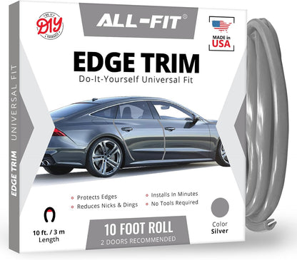 All-Fit Automotive Car Door Edge Protector – Universal DIY Edge Trim to Prevent Scratches & Dings – Flexible Adhesive Molding Trim for Cars, Trucks & SUVs (10 Ft - Black)