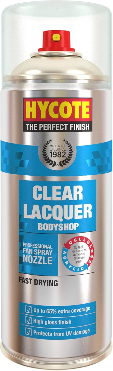 Hycote Black Spray Paint, Gloss Black, 13.5 Oz - Fast Drying, UV & Weather Resistant, Acrylic Formula for Superior Protection – For Automotive & DIY Use, 400ml