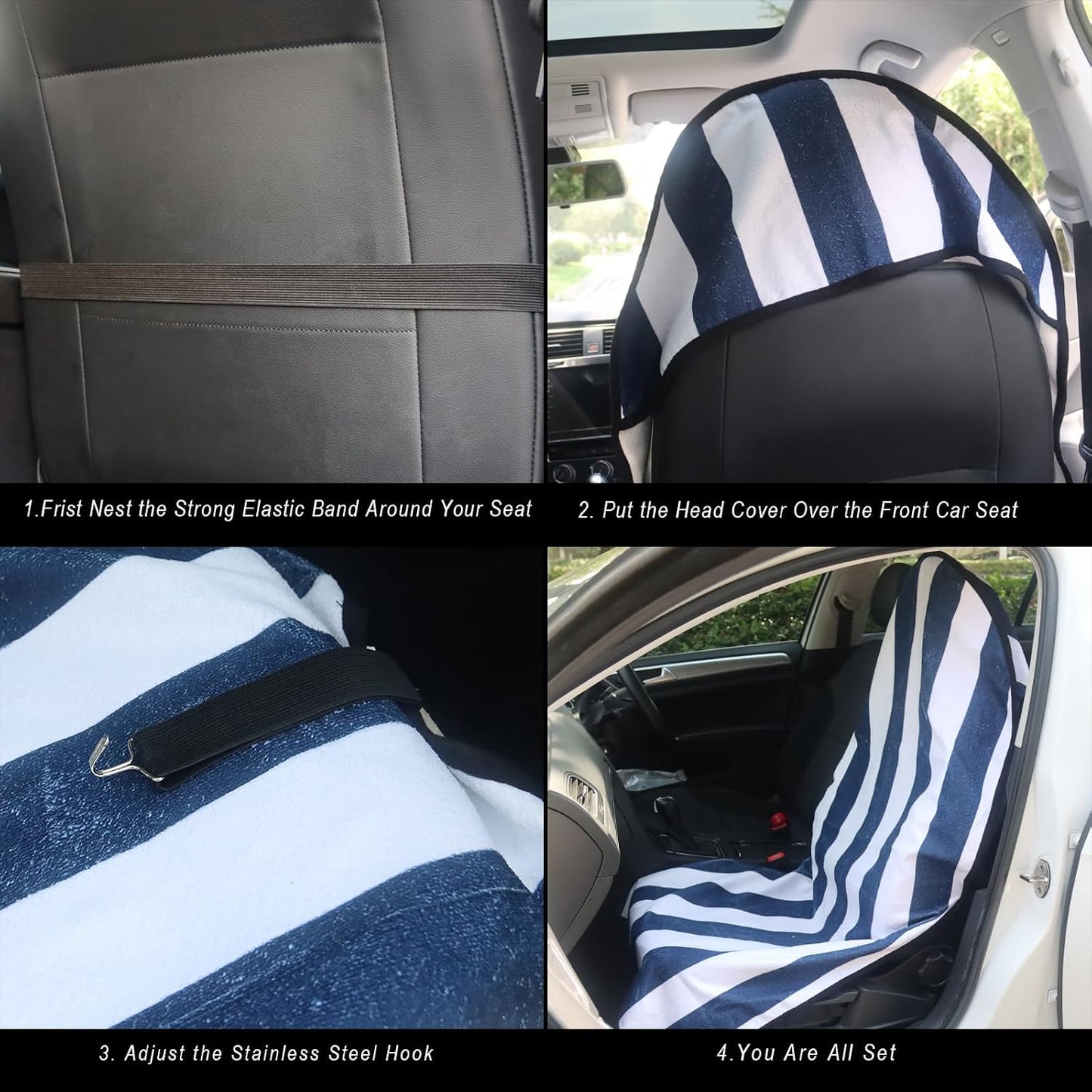 Car Seat Cover Protector Front Seats,for Gym Workout,Running,Swimming,Beach and Hiking,Waterproof Sweat Towel Bucket Seat Covers for Cars SUV Trucks (Black, 1Pcs)