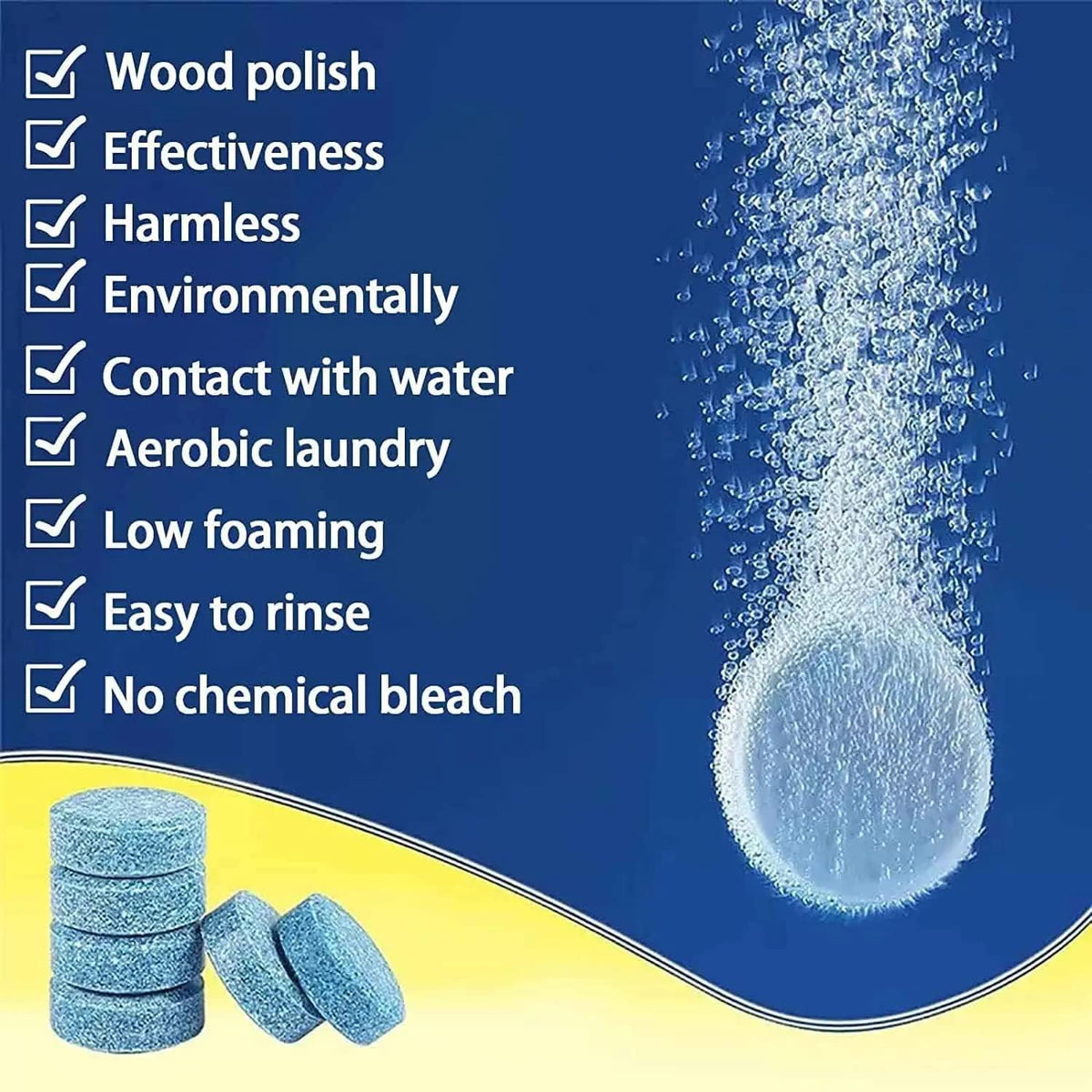 Car Glass Cleaning Sheet,Window Clean for Auto,Windshield Wiper Fluid Solid Effervescent Tablet, Suitable for Any Family Car (100)