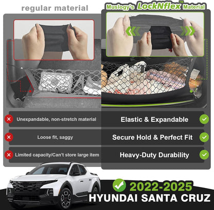 Muslogy Truck Bed Cargo Net Trunk Netting Compatible with 2023-2025 2026 Honda CR-V Accessories, Pickup Cargo Organizer SUV Sedan Storage Net w/Heavy Duty Carabiners - Colors B