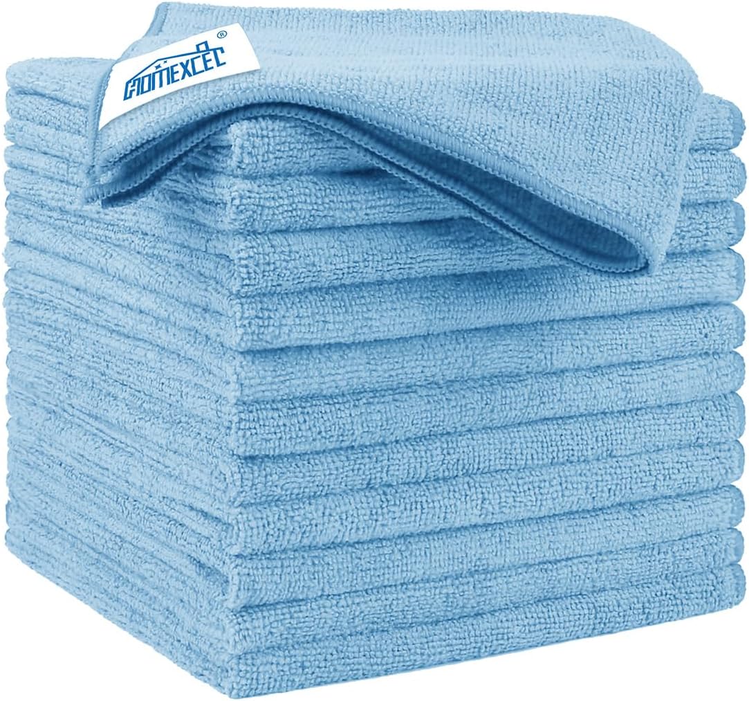 HOMEXCEL Microfiber Cleaning Cloth 12 Pack, 12.5 x 12.5 inch Microfiber Towels for Cars, Ultra Absorbent Washing Cloth, Lint Free Streak Free Cleaning Rags for Car, Kitchen, and Window (Grey)