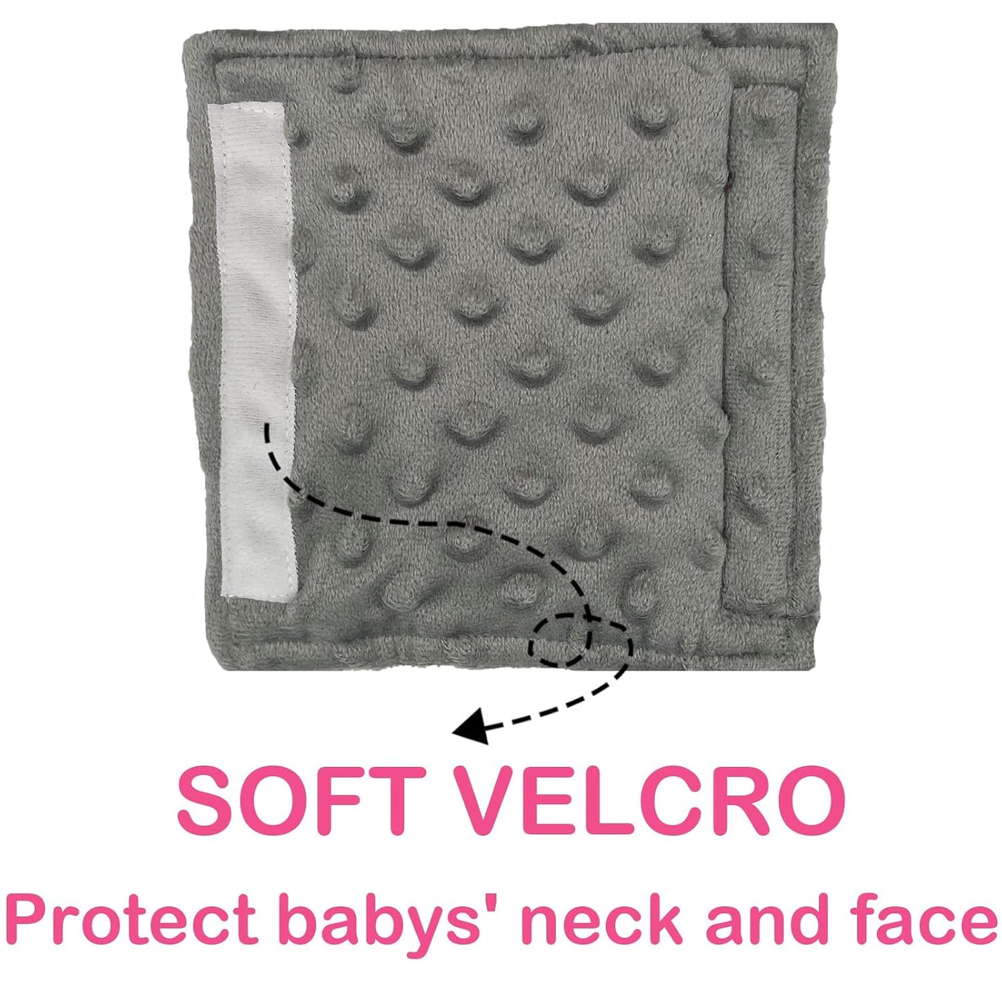 Baby Car Seat Neck Cover, Car Seat Strap Cover, Seat Belt Cushions Pads, Shoulder Strap Protectors, Reversible Pram Harness Covers in Minky Dinosaur, Baby Neck Pad Protector