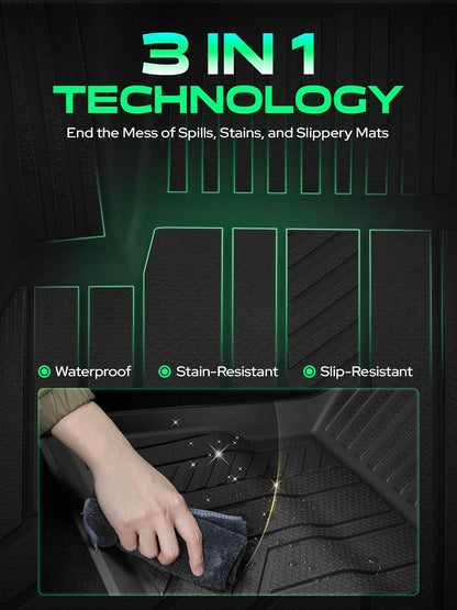YHTAUTO Floor Mats Compatible with Toyota Avalon 2019-2023, TPE Floor Liners All-Weather Protection Custom Fit, 1st & 2nd Row, Set of 3