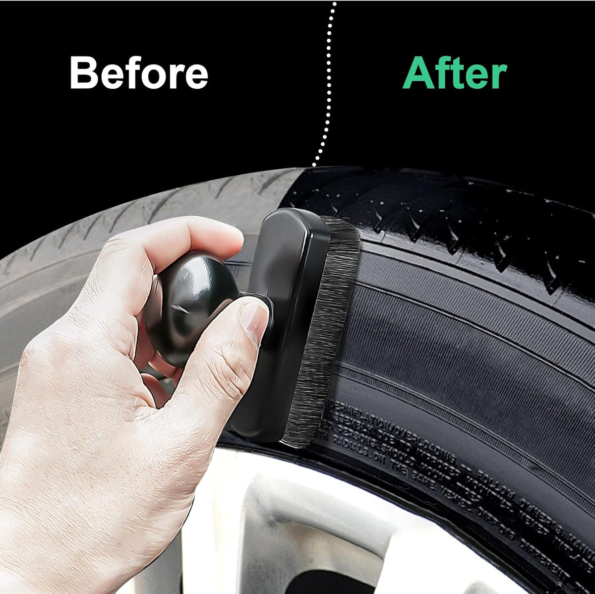 UNIMEIX Tire Shine Applicator Brush Large Vegan Tire Shine Brush with Storage Stand for Vehicles Tire Shine Polish Wax and Car Wash