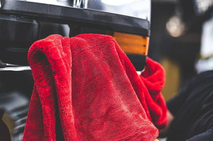 The Rag Company - The 1500 - Heavy Duty Car Drying Towel; Perfect for Trucks, Commercial Vehicles, RVs, Boats, and More; Premium 70/30 Blend Twist Loop Design, 1500gsm, 30in x 30in, Red