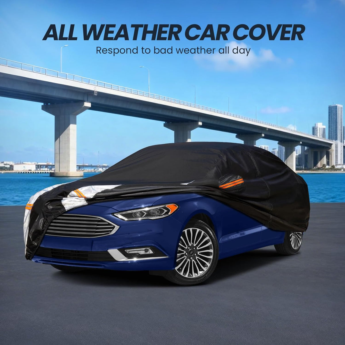 Large SUV Car Cover for Chevy Suburban 100% Waterproof All Weather, Heavy Duty Outdoor Full Exterior Covers Rain Sun Wind UV Protection. - Colors B