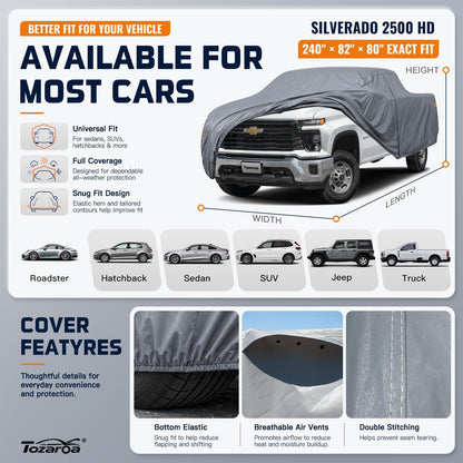 SUV Cover Waterproof All-Weather,Outdoor Full Exterior Automobiles SUV(Length 182-190 inch) with Windshield Sun Shade Universal Fit Toyota RAV4,CRV,Model Y,Q5,Size S2 (See SizeChart)