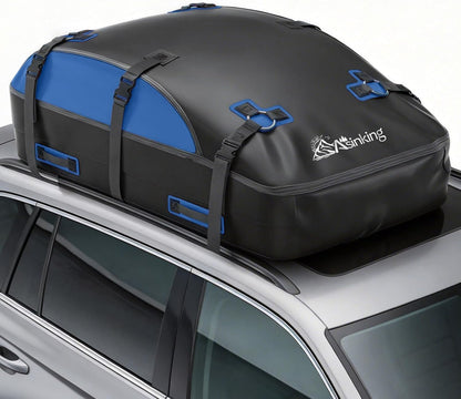 Asinking Car Rooftop Cargo Carrier Bag, 100% Waterproof Non-Rip 20 Cubic Feet Car Roof Bag for All Vehicles with/Without Rack, Includes Non-Slip Mat, Luggage Lock, 4 Door Hooks, Storage Bag