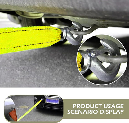 Car Tow Strap with Hooks, 20Ft Nylon Emergency Recovery Towing Strap, 30000 lbs Heavy Duty Reflective Tow Rope with Forged D-Ring Hooks, Cars Trucks Boat Emergency Accessories (Yellow)