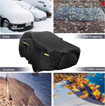 Car Cover Waterproof All Weather for Automobiles, Outdoor Full Exterior Covers for Sedan Black(Suggest Car Length from 194"-208")