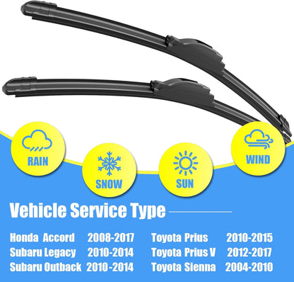Gavimnal® 28"+17" Silicone Wiper Blades Replacement For Nissan Altima 2007-2015,Maxima 2009-2014,All-Season Front Windshield Wiper Blades(Set of 2)
